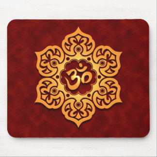 Goldene rote Lotos-Blume OM Mousepad