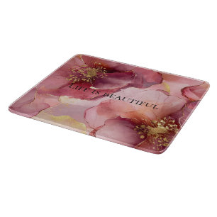 Goldene Röte Pink Burgunder Blumen Hochzeitsdusche Schneidebrett