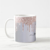 Goldene Rote Rose Glitzer Monogramm Kaffeetasse (Links)