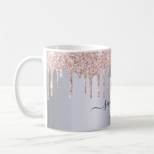 Goldene Rote Rose Glitzer Monogramm Kaffeetasse (Links)