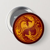 Goldene rote Yin Yang Drachen Button (Vorne & Hinten)