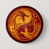 Goldene rote Yin Yang Drachen Button (Vorderseite)