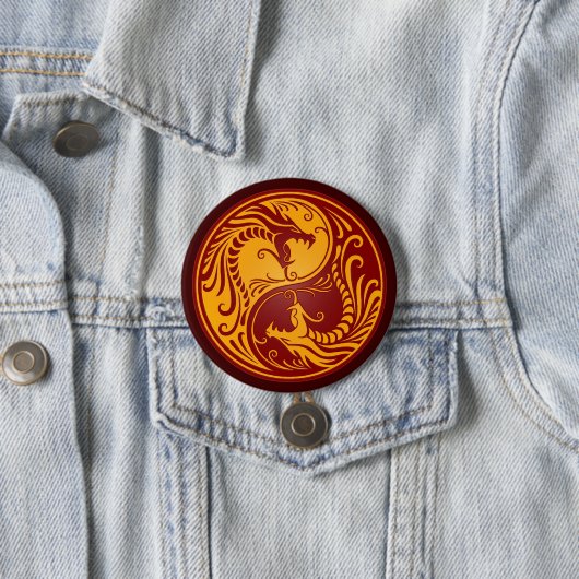 Goldene rote Yin Yang Drachen Button (Beispiel)