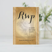 Goldene Rsvp-Karte mit Spitzendesign RSVP Karte (Stehend Vorderseite)