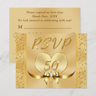 Goldene RSVP-Karten für den 50. Hochzeitstag Einladung