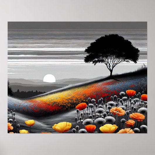 "Goldene Ruhe - ein Tanz aus Farbe und Kontrast" Poster (Vorne)