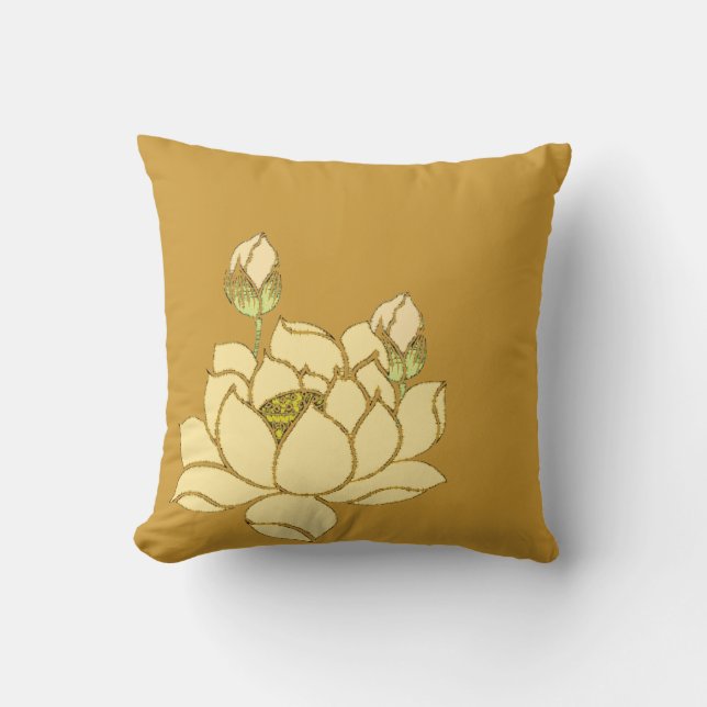 Goldene Ruhe: Gelber Lotus Kissen (Vorderseite)