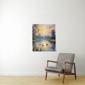 Goldene Ruhe Schluchten Landschaft am See mit Ente Wandteppich (Beispiel)