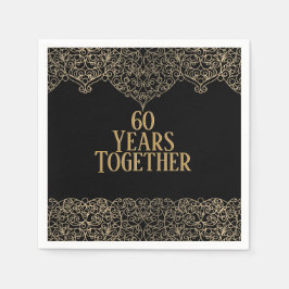 Goldene Runde auf schwarzen Napkins zum 60-jährige Serviette