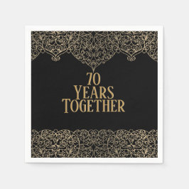 Goldene Runde auf schwarzen Napkins zum 70. Jahres Serviette