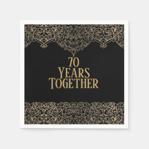 Goldene Runde auf schwarzen Napkins zum 70. Jahres Serviette