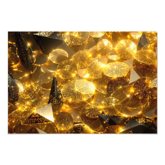 Goldene Runenmünzen Fotodruck (Vorne)