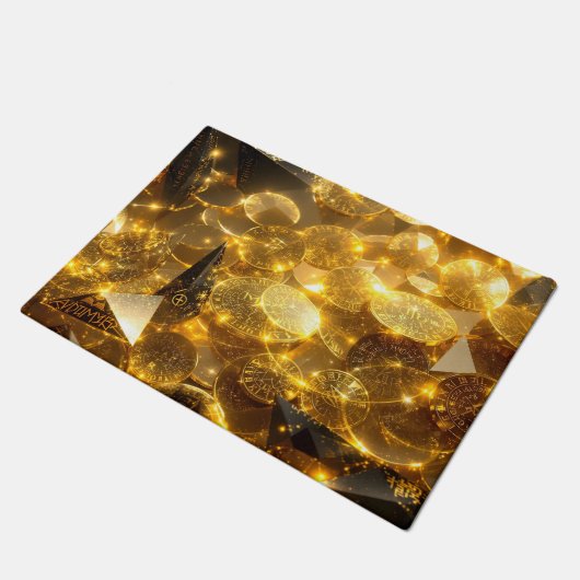 Goldene Runenmünzen Fußmatte (Schrägansicht)
