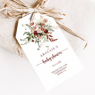 Goldene Rustikale Farbige Florale Babyparty Geschenkanhänger