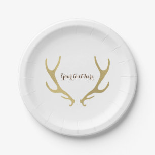 Goldene Rustikale Geweih Glam Hochzeitsempfang Par Pappteller