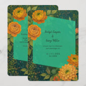 Goldene Rustikale Herbstblütenhochzeit Einladung (Vorne/Hinten)