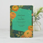 Goldene Rustikale Herbstblütenhochzeit Einladung (Stehend Vorderseite)