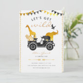 Goldene Safari zum Geburtstag Einladung (Stehend Vorderseite)