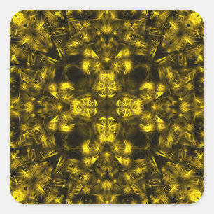 Goldene sakrale Energie-Fraktal-Kunst Quadratischer Aufkleber