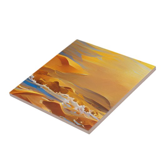 Goldene Sandstrände, blaues Wasser, digitale Kunst Fliese (Seite)