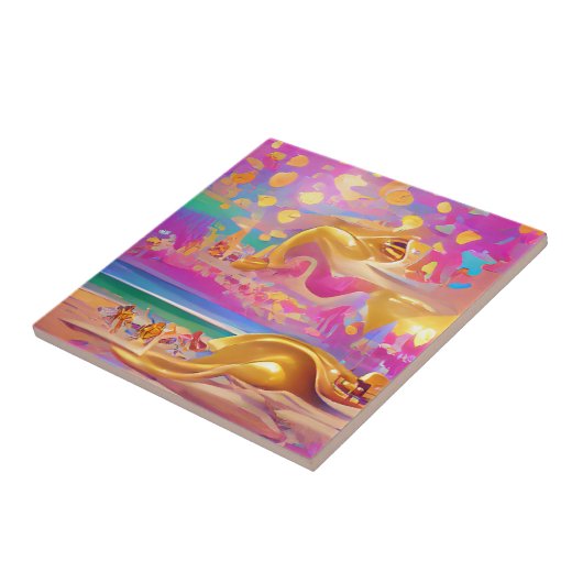 Goldene Sandstrände Button Horizont abstrakte digi Fliese (Seite)