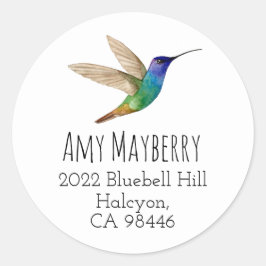 Goldene Sapphire Hummingbird-Rücksendeadresse Runder Aufkleber