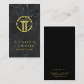 Goldene Säule | Schwarzer Marmor | Anwalt Terminkarte (Vorne/Hinten)