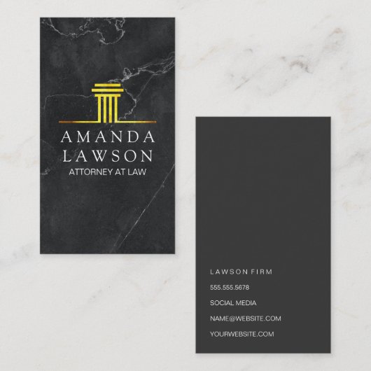 Goldene Säule | Schwarzer Marmor | FÜHRUNGSKRAFT Terminkarte (Vorne/Hinten)