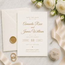 Goldene Save-the-Date-Karte im minimalistischen Lo