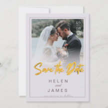 Goldene Save the Date Paarfoto klassische Karte