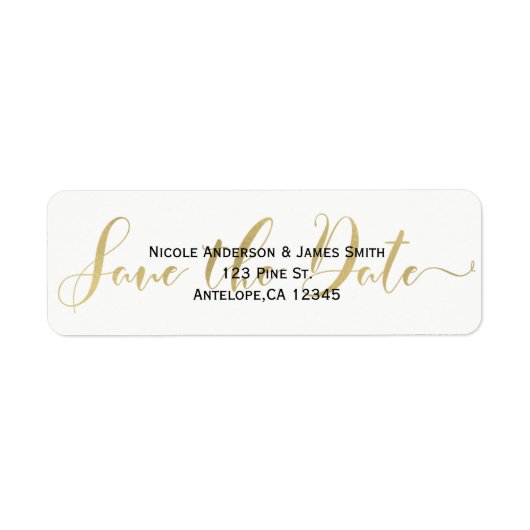 Goldene Save-the-Date-Skript-Hochzeitseinladung (Vorne)