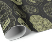 Goldene Schädel Geschenkpapier (Rolleneckpunkt)