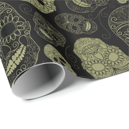 Goldene Schädel Geschenkpapier (Rolleneckpunkt)