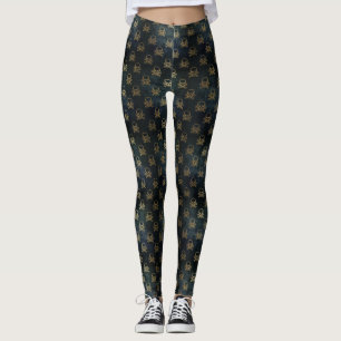 Goldene Schädel-u. Knochen-Leggings Leggings