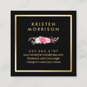 Goldene Schere Blume Friseur Stylist Schönheitssal Quadratische Visitenkarte (Rückseite)