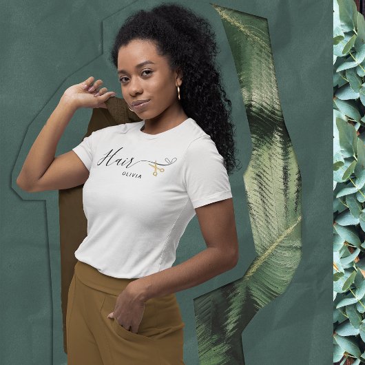 Goldene Schere Rosa Friseursalon T-Shirt