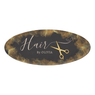 Goldene Schere Rosa Haarschnitt Schönheitssalon El Namenschild