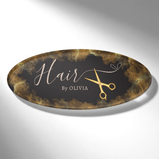 Goldene Schere Rosa Haarschnitt Schönheitssalon El Namenschild