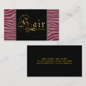 Goldene Schere Script Haare Stylist Moderner Zebra Visitenkarte (Vorne/Hinten)