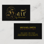 Goldene Schere Script Haare Stylist Salon #10 Visitenkarte (Vorne/Hinten)