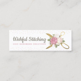Goldene Schere Shabby Floral Social Media Mini Visitenkarte