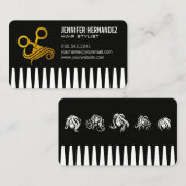 Goldene Schere und Kamm | Hair Stylist Visitenkarte (Vorne/Hinten)