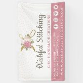 Goldene Scheren & Shabby Chic Rose Banner (Vertikal)