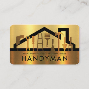 Goldene Schicht Handwerker Werkzeuge Silhouette Visitenkarte