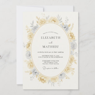 Goldene Schiefer-Pfingstrosen-Hochzeit Einladung