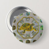 Goldene Schildkröte/Schildkröte Feng Shui Button (Vorne & Hinten)