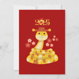 Goldene Schlange mit Blume Lunar Neujahr Feiertagskarte
