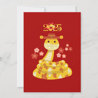 Goldene Schlange mit Blumen Chinesisches Neujahr Feiertagskarte
