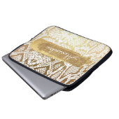 Goldene Schlangenhaut mit Gold-Glitzer Laptopschutzhülle (Vorne Knopf)