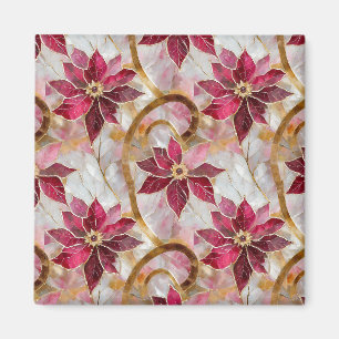 Goldene Schlieren Burgunder Rosa Weihnachts-Poinse Magnet